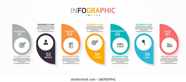 vector illustration Can be used for process, presentations, layout, banner,info graph There are 7 steps or layers.