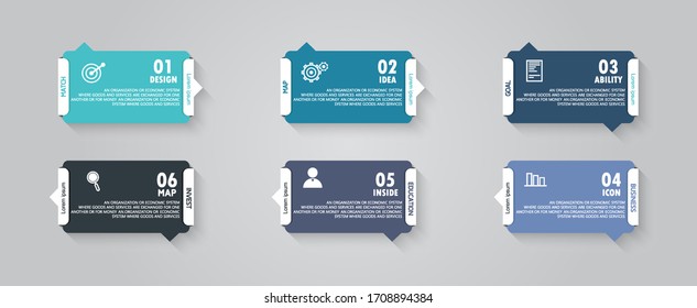 vector illustration Can be used for process, presentations, layout, banner,info graph There are 6 steps or layers.