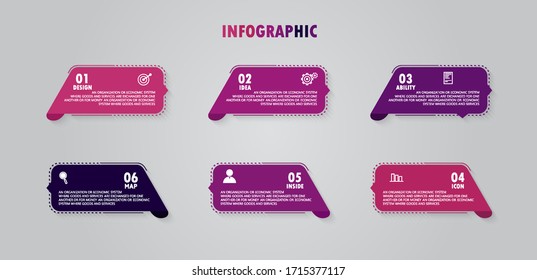 vector illustration Can be used for process, presentations, layout, banner,info graph There are 6 steps or layers.