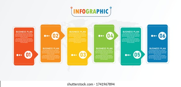 ilustración vectorial Se puede utilizar para procesos, presentaciones, diseño, banner,gráfico de información. Hay 6 pasos o capas. 