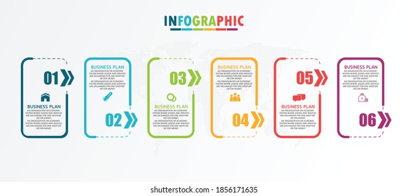 ilustración vectorial Se puede utilizar para procesos, presentaciones, disposición, banner, gráfico de información Hay 6 pasos o capas.