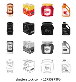 Vector illustration of can and food icon. Collection of can and package stock vector illustration.