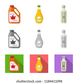 Vector illustration of can and food icon. Collection of can and package stock symbol for web.