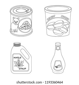 Vector illustration of can and food icon. Collection of can and package stock vector illustration.