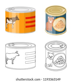 Vector illustration of can and food icon. Collection of can and package vector icon for stock.