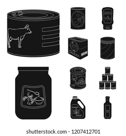 Vector illustration of can and food icon. Collection of can and package stock symbol for web.