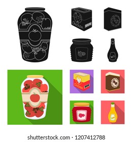 Vector illustration of can and food icon. Collection of can and package stock vector illustration.