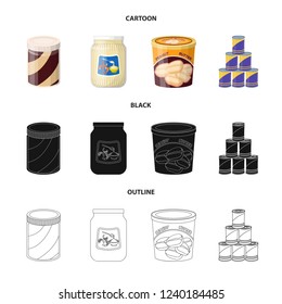 Vector illustration of can and food icon. Set of can and package vector icon for stock.