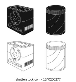 Vector illustration of can and food icon. Collection of can and package stock vector illustration.