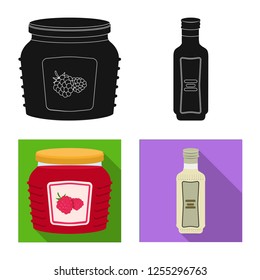 Vector illustration of can and food icon. Collection of can and package vector icon for stock.