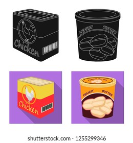 Vector illustration of can and food icon. Set of can and package vector icon for stock.