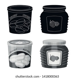 Vector illustration of can and food icon. Collection of can and package vector icon for stock.