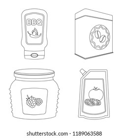 Vector illustration of can and food logo. Collection of can and package stock vector illustration.
