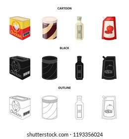 Vector illustration of can and food logo. Set of can and package stock vector illustration.