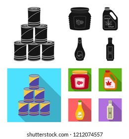 Vector illustration of can and food logo. Collection of can and package stock symbol for web.