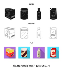 Vector illustration of can and food logo. Collection of can and package stock symbol for web.