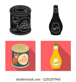 Vector illustration of can and food logo. Collection of can and package stock symbol for web.