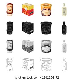 Vector illustration of can and food logo. Collection of can and package stock vector illustration.