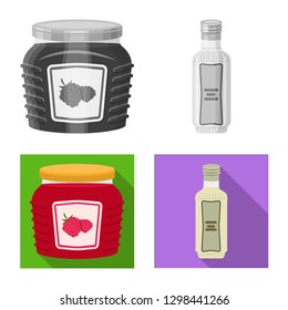Vector illustration of can and food logo. Collection of can and package stock symbol for web.