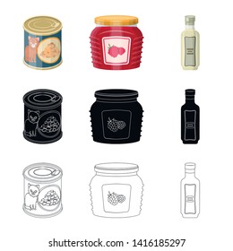 Vector illustration of can and food logo. Collection of can and package stock vector illustration.