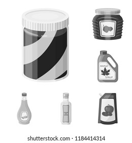 Vector illustration of can and food sign. Set of can and package vector icon for stock.