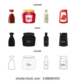 Vector illustration of can and food sign. Set of can and package vector icon for stock.