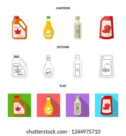 Vector illustration of can and food sign. Collection of can and package stock symbol for web.