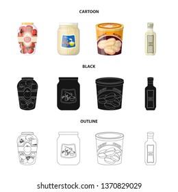 Vector illustration of can and food sign. Set of can and package stock symbol for web.