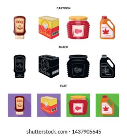 Vector illustration of can and food symbol. Collection of can and package vector icon for stock.