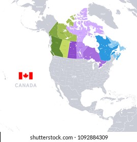 Vector illustration of Canada Administrative Map in vibrant colors