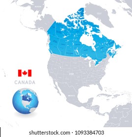 Vector illustration of Canada Administrative Map in Shades of Blue 