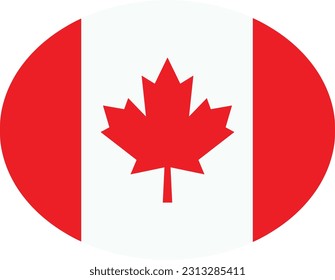 Ilustración vectorial de la insignia de Canadá. Botón Oval con la bandera canadiense.
