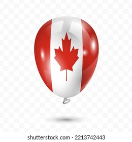 Vector illustration of Canada country flag balloon on transparent background (PNG). Flying flag balloons for Independence Day celebrations.