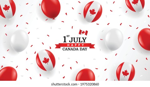 Vector Illustration of Canada day.  Background with balloons and confetti.
