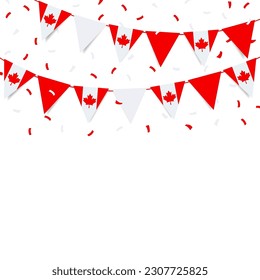 Vector Illustration of Canada day.  Garland with the flag of Canada on a white background.
