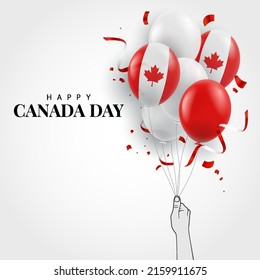 Vector Illustration of Canada day. Hand with balloons
