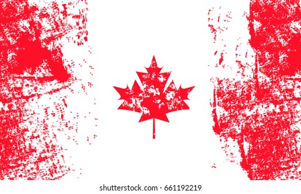 Vector illustration  for Canada Day with red maple leaf  in vintage style. Design template for poster, banner, flayer, greeting, invitation card. Independence day card. Canadian national day design.