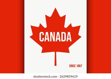Vector illustration Canada Flag in contemporary cut out paper style. Perfect Canada day banner background template design. Overlay Canada holiday poster