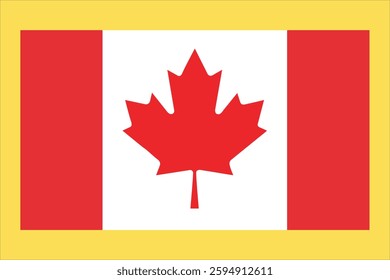 Vector illustration of the Canada flag, featuring the iconic red maple leaf on a white and red background. A symbol of Canadian culture, patriotism, and national identity
