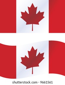 Vector illustration: Canada flag, includes waving version