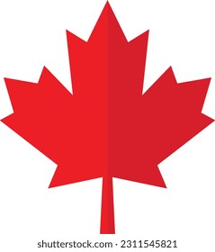 Vector illustration of Canada flag leaf in flat style. Maple Leaf.