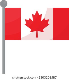Vector illustration of Canada flag on a flagpole.