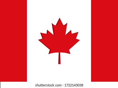 vector illustration of Canada flag, paper cut effect.