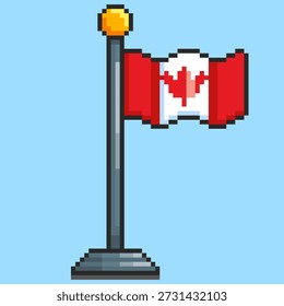 Ilustración vectorial de la bandera de Canadá con el diseño del arte del pixel, perfecto para los diseños temáticos de los activos del juego