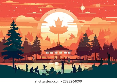 Vector illustration of Canada Independence day