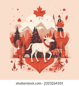 Vector illustration of Canada Independence day