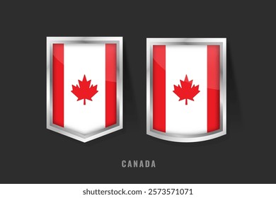 Vector Illustration of CANADA Label Logo. CANADA Badge Sign CANADA With Flag, Canadian Product Label Banners Template.