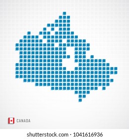 Vector illustration of Canada map from basic shape icons and flag