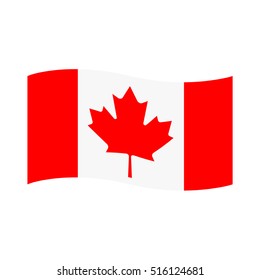 Vector illustration canada waving flag flat icon.