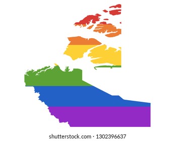 Vector illustration of the Canada's Territory of Northwest Territories Gay Map